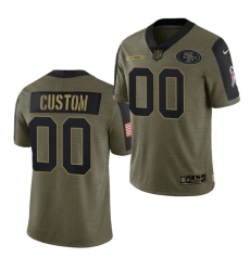 Men Women Youth Toddler  San Francisco 49ers ACTIVE PLAYER Custom 2021 Olive Salute To Service Limited