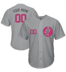 Men Women Youth Toddler All Size Chicago Cubs Gray Customized Pink Logo Cool Base New Design Jersey