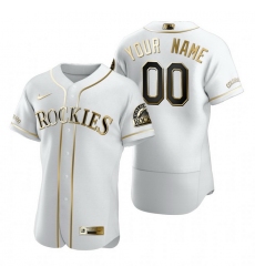 Men Women Youth Toddler All Size Colorado Rockies Custom Nike White Stitched MLB Flex Base Golden Edition Jersey