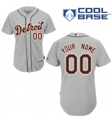 Men Women Youth All Size Detroit Tigers Majestic Road Cool Base Authentic Collection Custom Jersey Gray 3