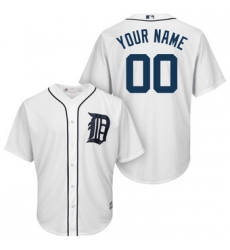 Men Women Youth All Size Detroit Tigers Majestic Road Cool Base Authentic Collection Custom Jersey White 3