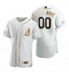 Men Women Youth Toddler All Size Detroit Tigers Custom Nike White Stitched MLB Flex Base Golden Edition Jersey