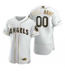 Men Women Youth Toddler All Size Los Angeles Angels Custom Nike White Stitched MLB Flex Base Golden Edition Jersey