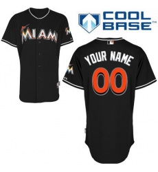 Men Women Youth All Size Miami Marlins Custom Cool Base Jersey Black 3