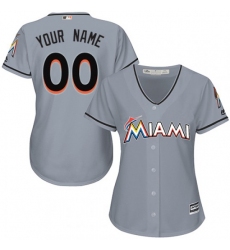 Men Women Youth All Size Miami Marlins Majestic Grey Home Cool Base Custom Jersey