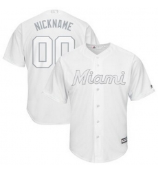 Men Women Youth Toddler All Size Miami Marlins Majestic 2019 Players Weekend Cool Base Roster Custom White Jersey