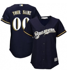 Men Women Youth All Size Milwaukee Brewers Custom Cool Base Navy Jersey