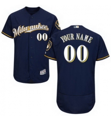Men Women Youth All Size Milwaukee Brewers Majestic Flex Base Authentic Collection Custom Jersey Navy