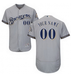 Men Women Youth All Size Milwaukee Brewers Majestic Flex Base Authentic Collection Custom Jersey Road Gray