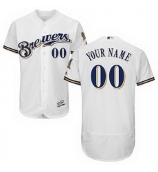 Men Women Youth All Size Milwaukee Brewers Majestic Flex Base Authentic Collection Custom Jersey Road White