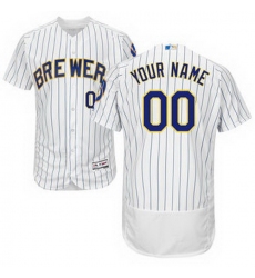 Men Women Youth All Size Milwaukee Brewers Majestic Flex Base Authentic Strips Collection Custom Jersey White