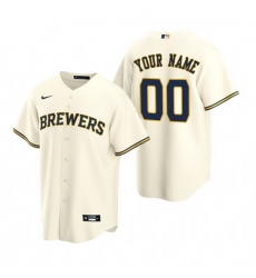 Men Women Youth Toddler All Size Milwaukee Brewers Custom Nike Cream Stitched MLB Cool Base Home Jersey