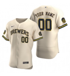 Men Women Youth Toddler All Size Milwaukee Brewers Custom Nike Cream Stitched MLB Flex Base Jersey