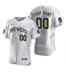 Men Women Youth Toddler All Size Milwaukee Brewers Custom Nike White Stitched MLB Flex Base 2020 Home Jersey