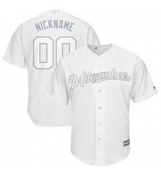 Men Women Youth Toddler All Size Milwaukee Brewers Majestic 2019 Players Weekend Cool Base Roster Custom White Jersey