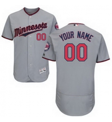 Men Women Youth All Size Minnesota Twins Majestic Road Flex Base Authentic Collection Custom Jersey Gray