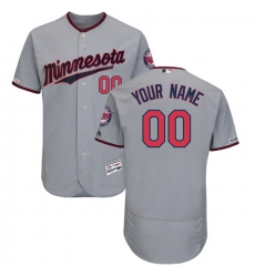 Men Women Youth Toddler All Size Minnesota Twins Majestic Gray Road Flex Base Authentic Collection Custom Jersey