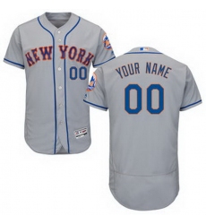 Men Women Youth All Size Flex Base New York Mets Majestic Road Gray Authentic Collection Custom Jersey