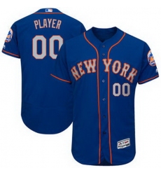 Men Women Youth All Size Flex Base New York Mets Majestic Royal Gray 2017 Alternate Authentic Collection Custom Jersey