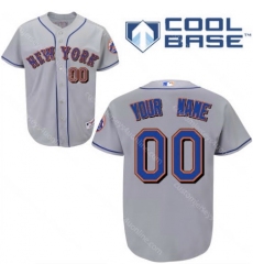 Men Women Youth All Size New York Mets Majestic Royal Cool Base Custom Jersey Grey 3