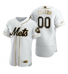 Men Women Youth Toddler All Size New York Mets Custom Nike White Stitched MLB Flex Base Golden Edition Jersey
