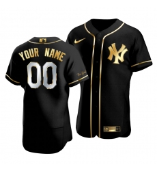 Men Women Youth All Size New York Yankees Custom 00 Golden Edition Black Authentic Jersey