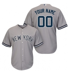 Men Women Youth All Size New York Yankees Majestic Gray Road Cool Base Custom Jersey
