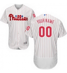 Men Women Youth All Size Philadelphia Phillies Majestic Home White Scarlet Flex Base Authentic Collection Custom Jersey