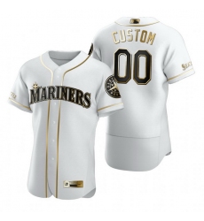 Men Women Youth Toddler All Size Seattle Mariners Custom Nike White Stitched MLB Flex Base Golden Edition Jersey