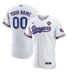 Men Texas Rangers Active Player Custom White 2023 World Series Flex Base Stitched Baseball Jersey