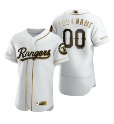 Men Women Youth Toddler All Size Texas Rangers Custom Nike White Stitched MLB Flex Base Golden Edition Jersey