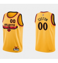 Men Women Youth Toddler Atlanta Hawks Active Player Custom 2021 22 75th Anniversary Yellow City Edition Stitched Jersey