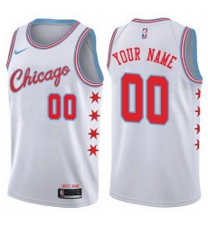 Men Women Youth Toddler All Size Nike Chicago Bulls Customized Authentic White NBA City Edition Jersey