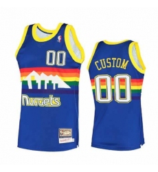 Men Women Youth Toddler Denver Nuggets Blue Rainbow Custom Mitchell Ness NBA Stitched Jersey
