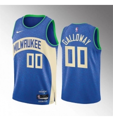 Men Women youth Milwaukee Bucks 00 Jaylin Galloway 2023 24 Blue City Edition Stitched Basketball Jersey