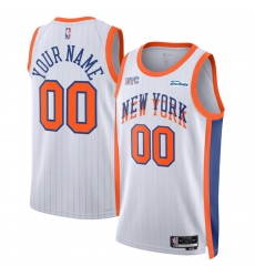 Men New York Knicks Active Player Custom White 2024 25 City Edition Stitched Basketball Jersey