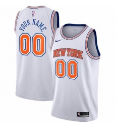 Men Women Youth Toddler New York Knicks White Orange Custom Nike NBA Stitched Jersey