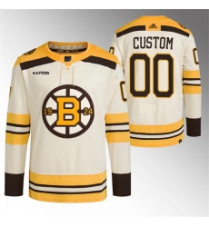 Men Women youth Boston Bruins Custom Cream With Rapid7 Patch 100th Anniversary Stitched Jersey