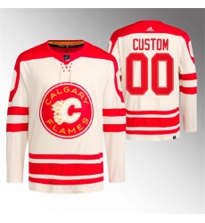 Men Women youth Calgary Flames Custom 2023 Cream Heritage Classic Primegreen Stitched Jersey