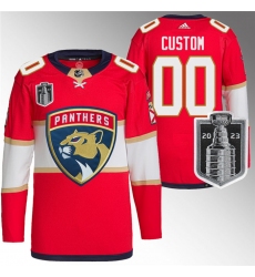 Men Florida Panthers Custom Red 2023 Stanley Cup Final Stitched Jersey