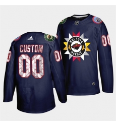 Men Minnesota Wild ACTIVE PLAYER Custom 2021 22 Navy Native American Heritage Day Stitched Jersey