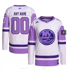 Men Women Youth New York Islanders Custom White Purple Stitched Jersey