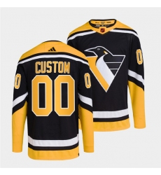 Men Women Youth Pittsburgh Penguins Custom Black 2022 Reverse Retro Stitched Jersey