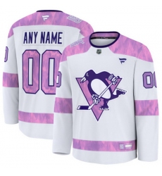 Men Women Youth Pittsburgh Penguins Fanatics 2024 Hockey Fights Cancer Custom Practice Jersey White