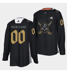 Men Tampa Bay Lightning Customized Black Gasparilla Inspired Pirate Themed Warmup Stitched jersey