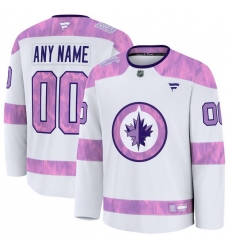 Men Women Youth Winnipeg Jets Fanatics White 2024 Hockey Fights Cancer Custom Practice Jersey