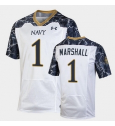 Men Navy Midshipmen John Marshall Special Game White Football Jersey