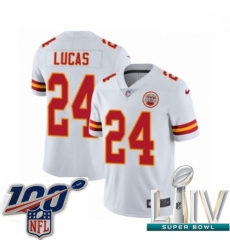 2020 Super Bowl LIV Men Nike Kansas City Chiefs #24 Jordan Lucas White Vapor Untouchable Limited Player NFL Jersey