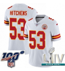 2020 Super Bowl LIV Men Nike Kansas City Chiefs #53 Anthony Hitchens White Vapor Untouchable Limited Player NFL Jersey