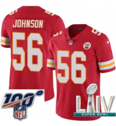 2020 Super Bowl LIV Men Nike Kansas City Chiefs #56 Derrick Johnson Red Team Color Vapor Untouchable Limited Player NFL Jersey